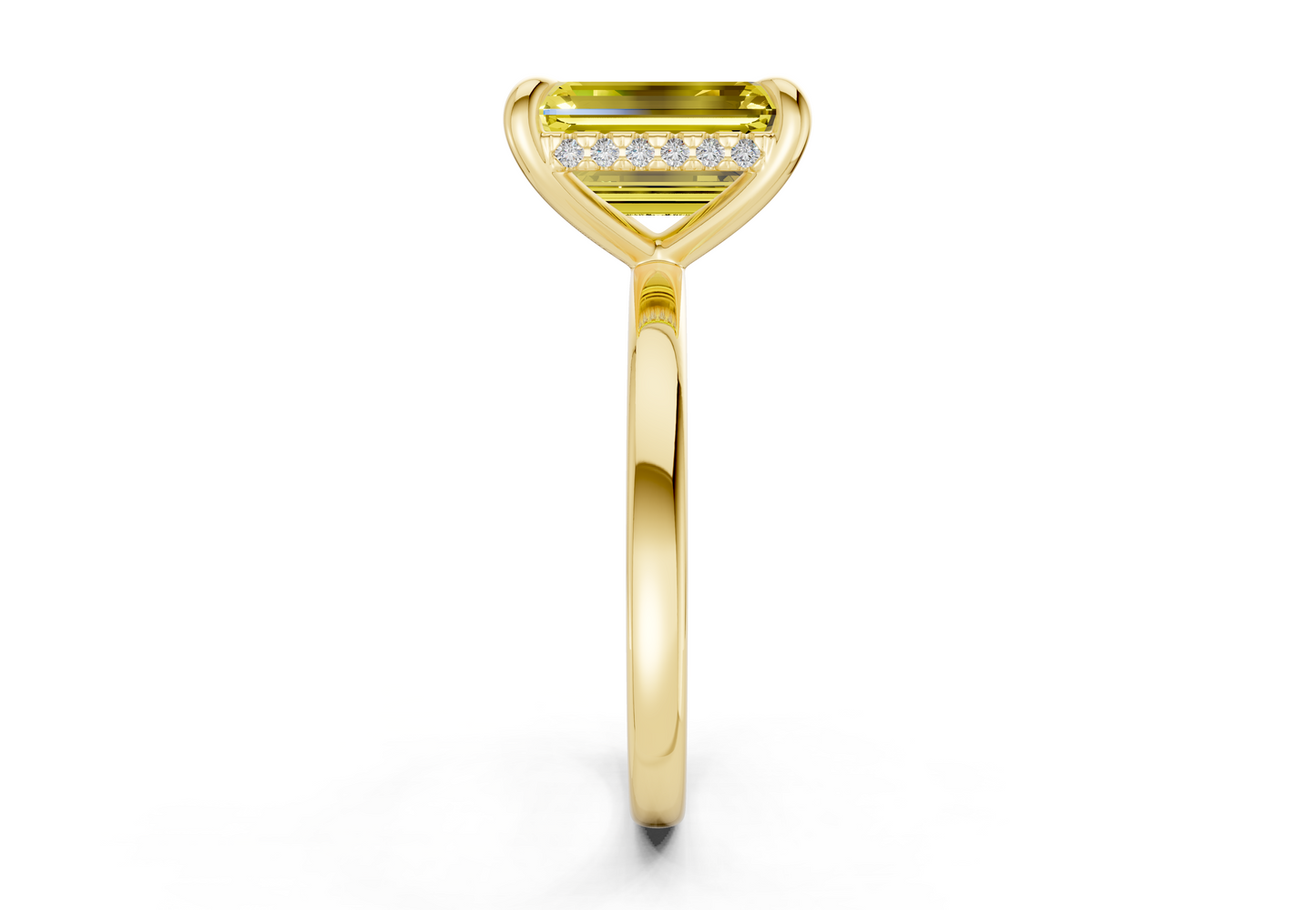 Solstice Yellow Diamond Solitaire Emerald Cut 2.3mm Engagement Ring