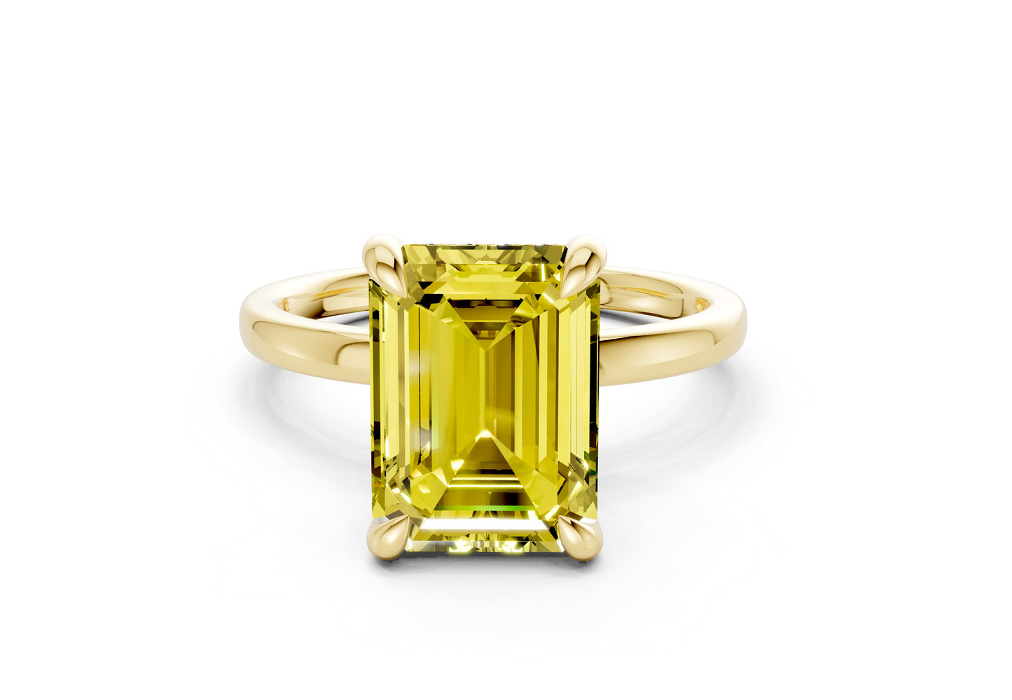 Solstice Yellow Diamond Solitaire Emerald Cut 2.3mm Engagement Ring