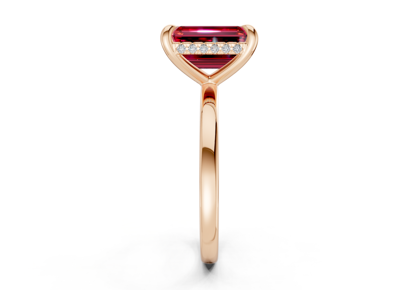 Solstice Ruby Gemstone Solitaire Emerald Cut 1.8mm Engagement Ring