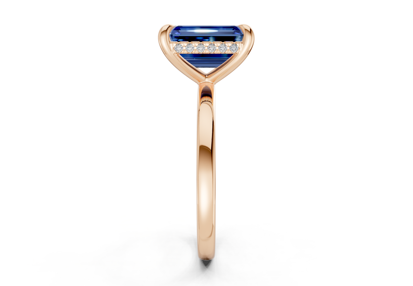 Solstice Sapphire Gemstone Solitaire Emerald Cut 2.3mm Engagement Ring