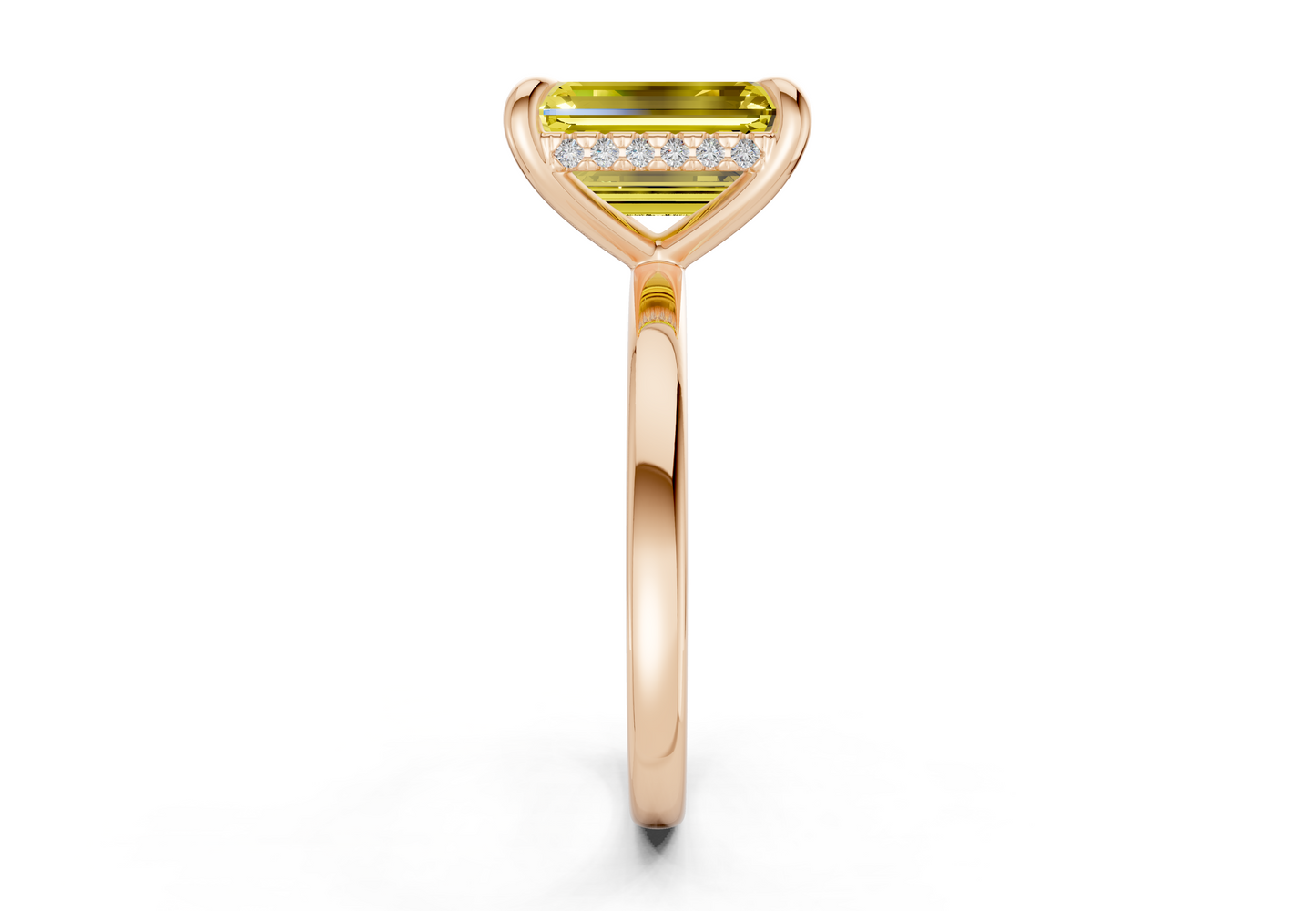 Solstice Yellow Diamond Solitaire Emerald Cut 2.3mm Engagement Ring
