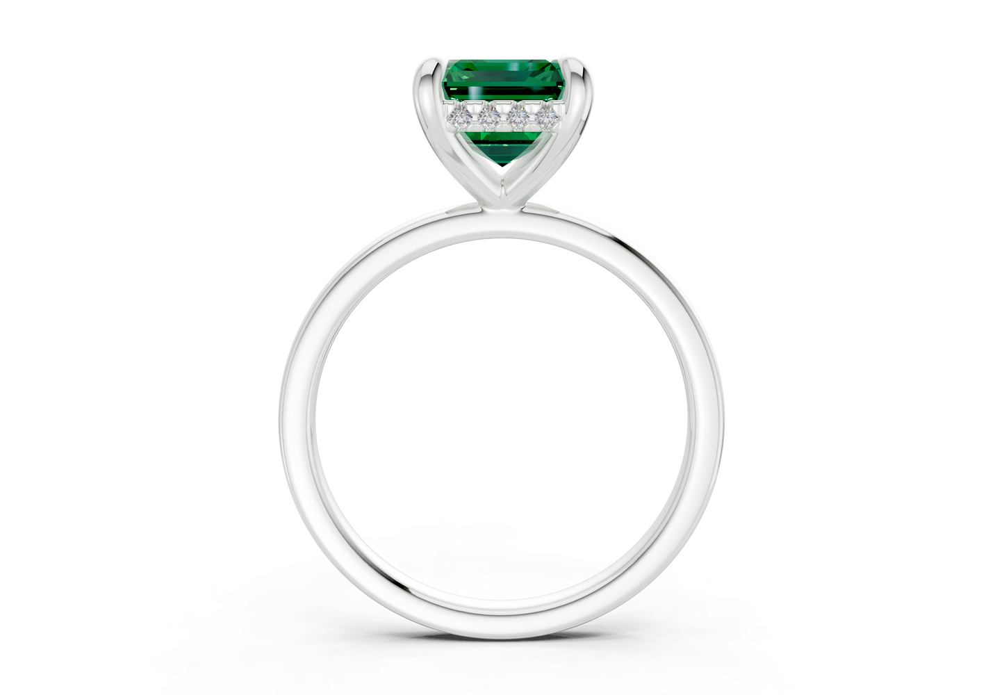 Solstice Emerald Gemstone Solitaire Emerald Cut 1.8mm Engagement Ring