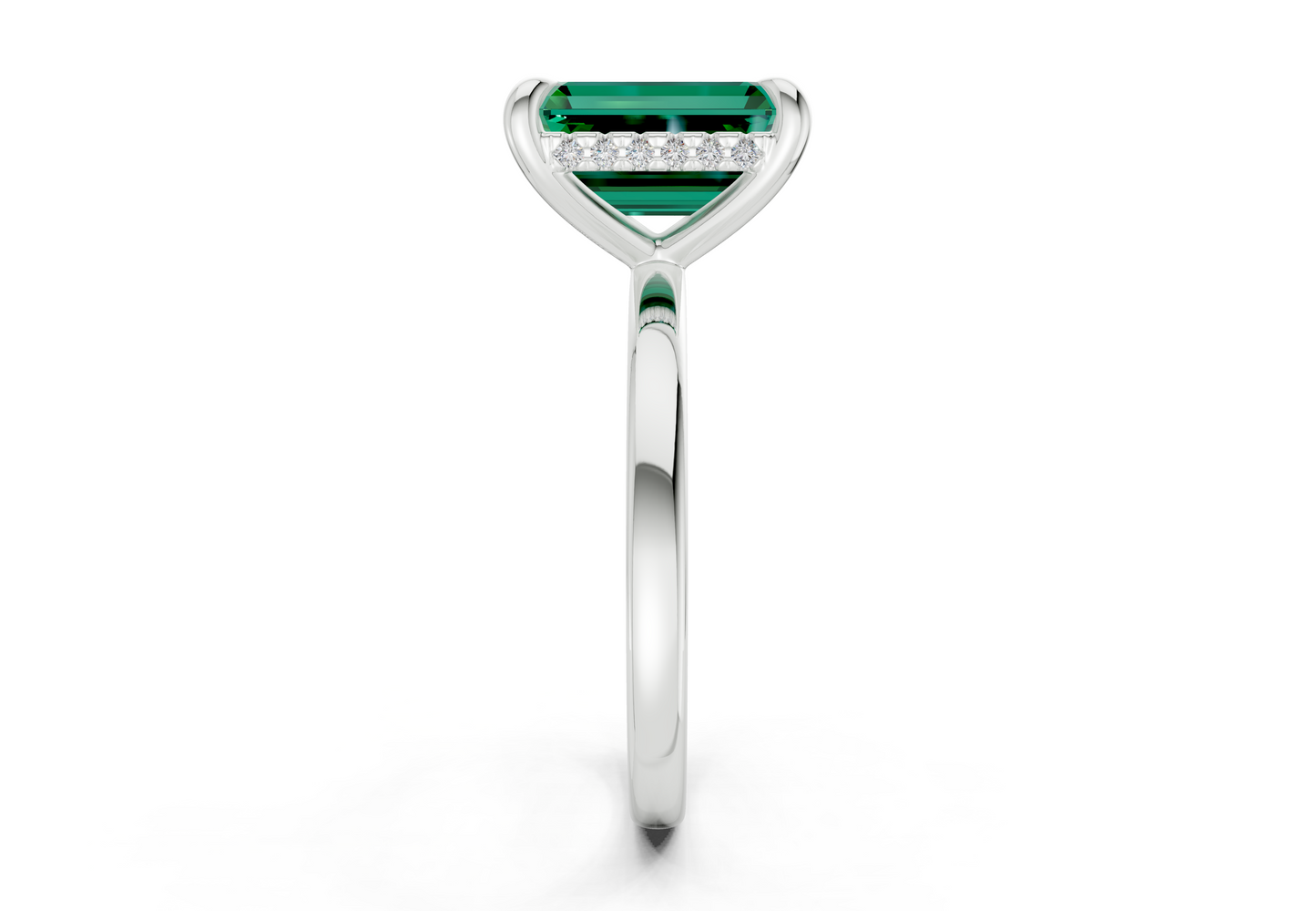 Solstice Emerald Gemstone Solitaire Emerald Cut 1.8mm Engagement Ring