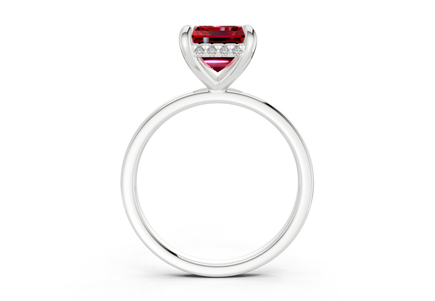 Solstice Ruby Gemstone Solitaire Emerald Cut 1.8mm Engagement Ring