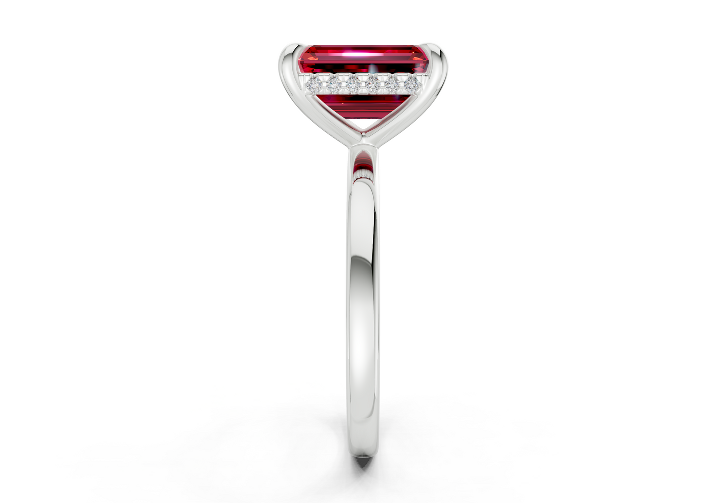 Solstice Ruby Gemstone Solitaire Emerald Cut 1.8mm Engagement Ring