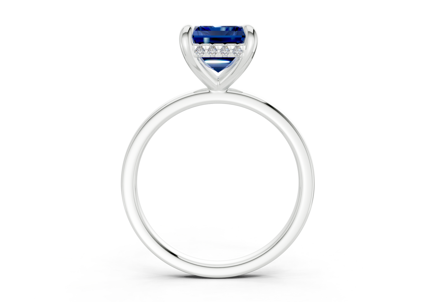 Solstice Sapphire Gemstone Solitaire Emerald Cut 2.3mm Engagement Ring