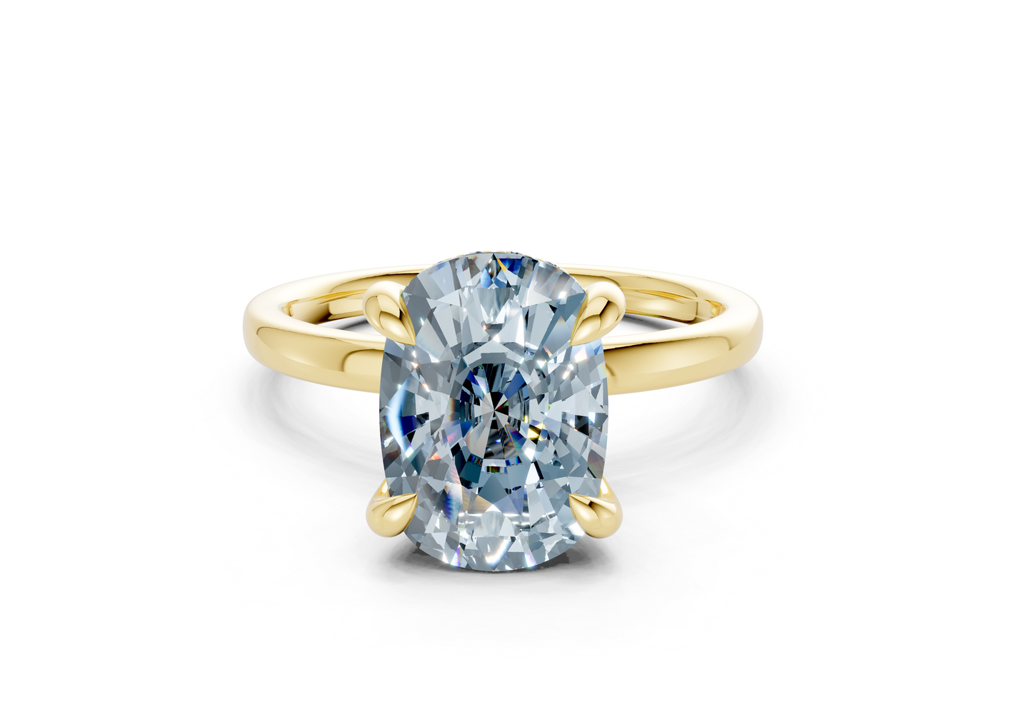 Solstice Blue Diamond Solitaire Elongated Cushion Cut 1.8mm Engagement Ring