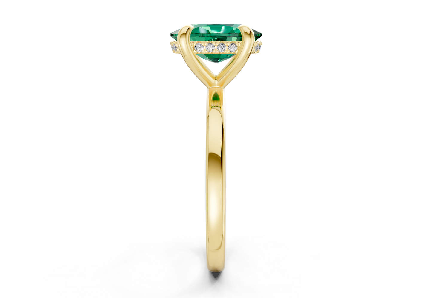 Solstice Emerald Gemstone Solitaire Elongated Cushion Cut 2mm Engagement Ring