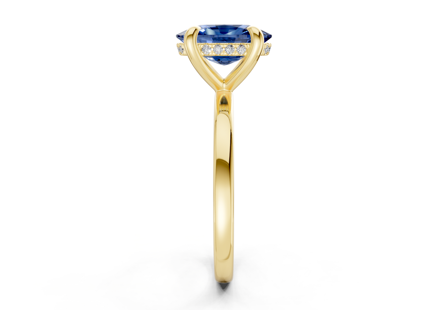 Solstice Sapphire Gemstone Solitaire Elongated Cushion Cut 2mm Engagement Ring