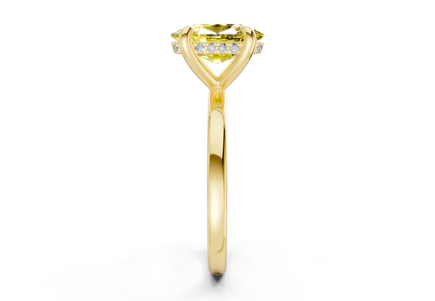 Solstice Yellow Diamond Solitaire Elongated Cushion Cut 2.3mm Engagement Ring