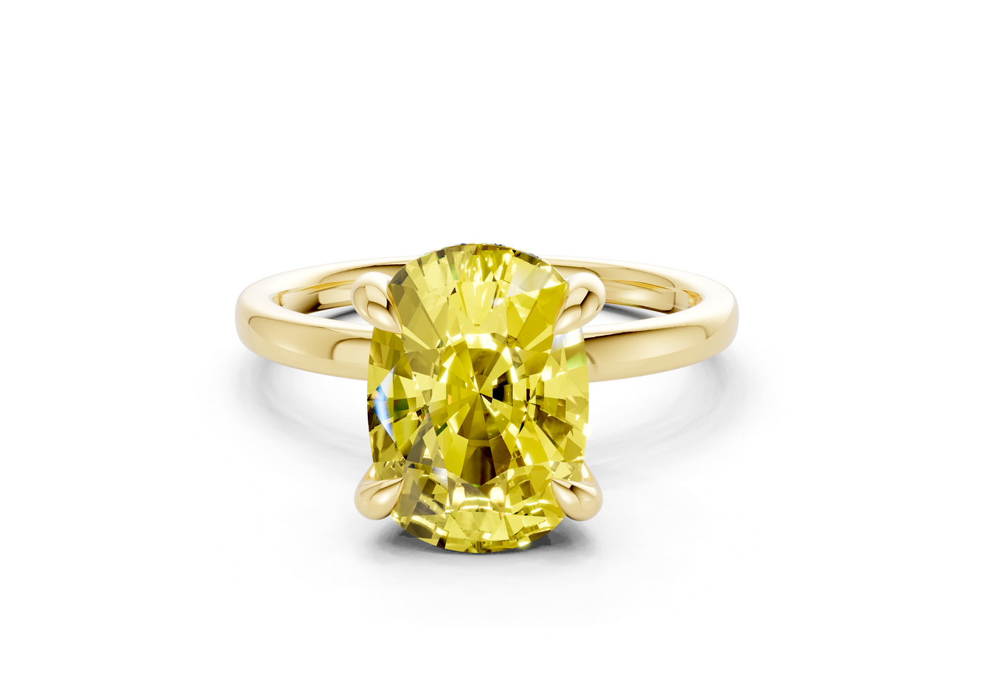 Solstice Yellow Diamond Solitaire Elongated Cushion Cut 2.3mm Engagement Ring
