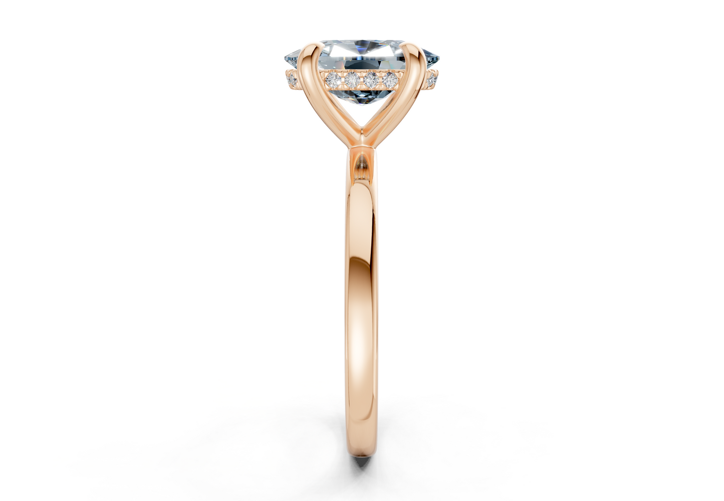 Solstice Blue Diamond Solitaire Elongated Cushion Cut 1.8mm Engagement Ring