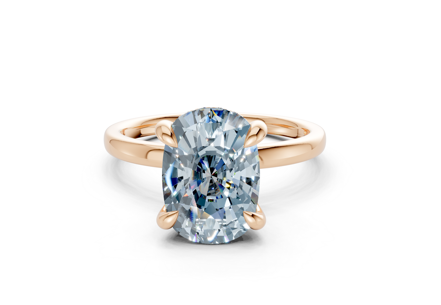 Solstice Blue Diamond Solitaire Elongated Cushion Cut 1.8mm Engagement Ring