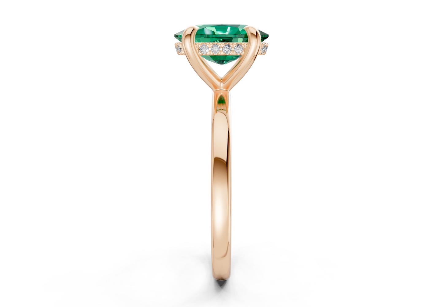 Solstice Emerald Gemstone Solitaire Elongated Cushion Cut 2mm Engagement Ring