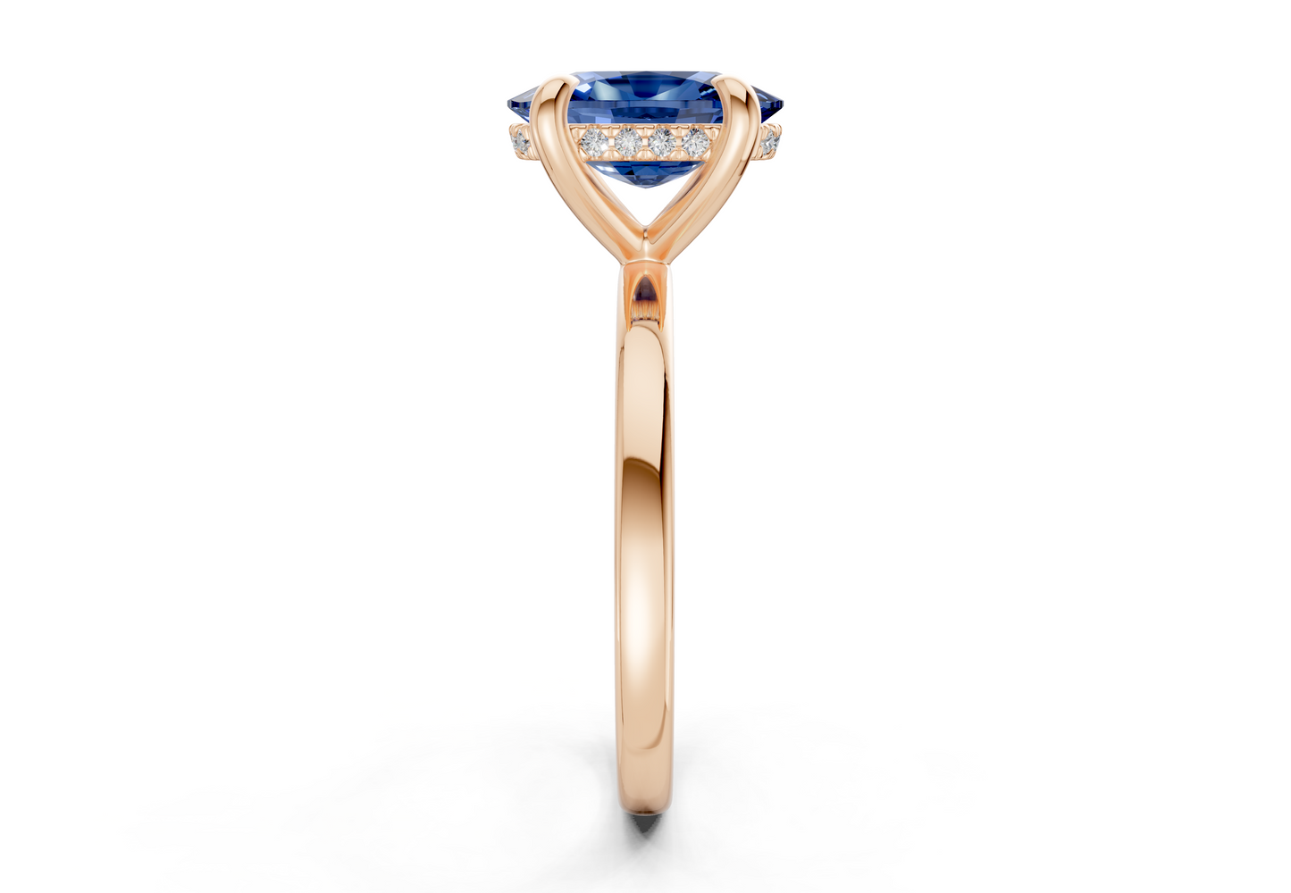 Solstice Sapphire Gemstone Solitaire Elongated Cushion Cut 2mm Engagement Ring