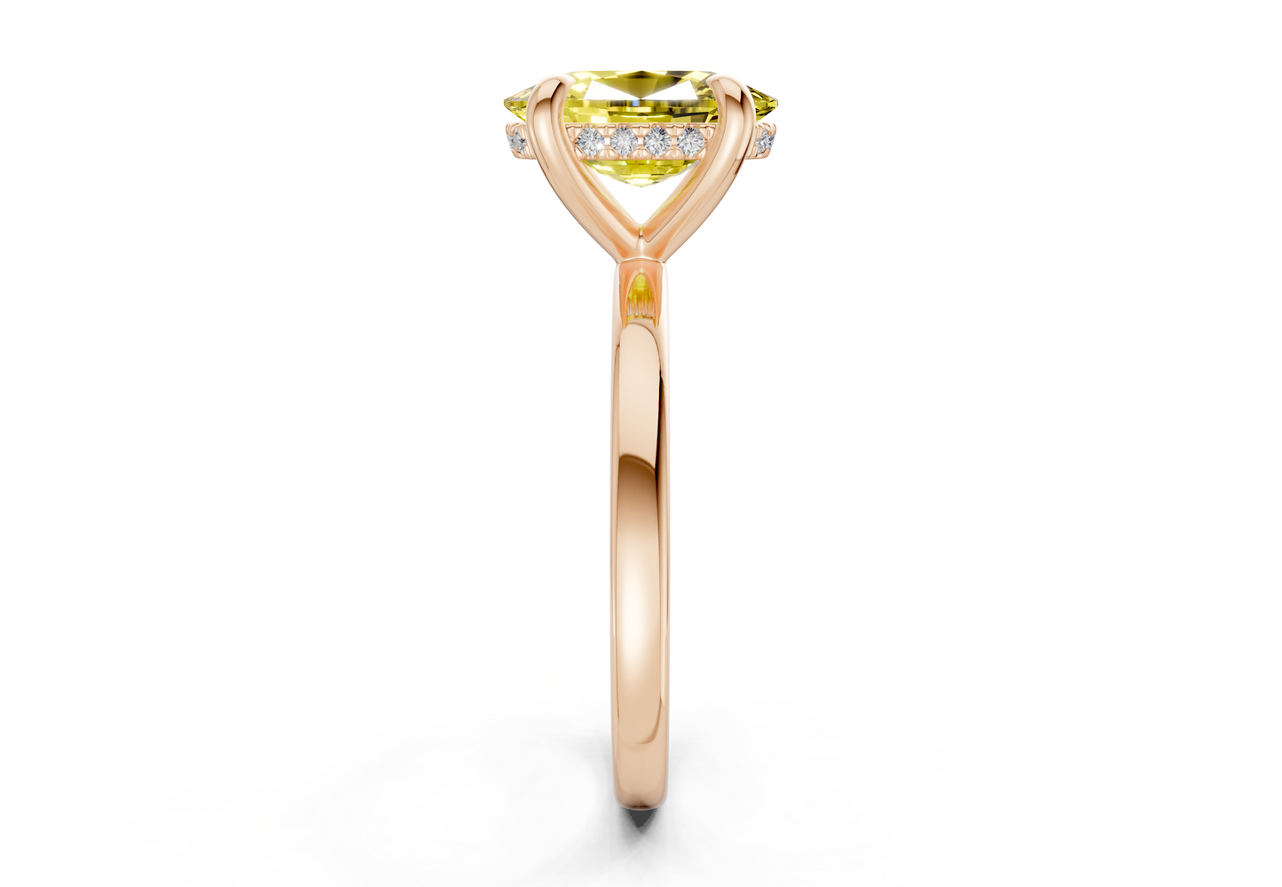 Solstice Yellow Diamond Solitaire Elongated Cushion Cut 2.3mm Engagement Ring