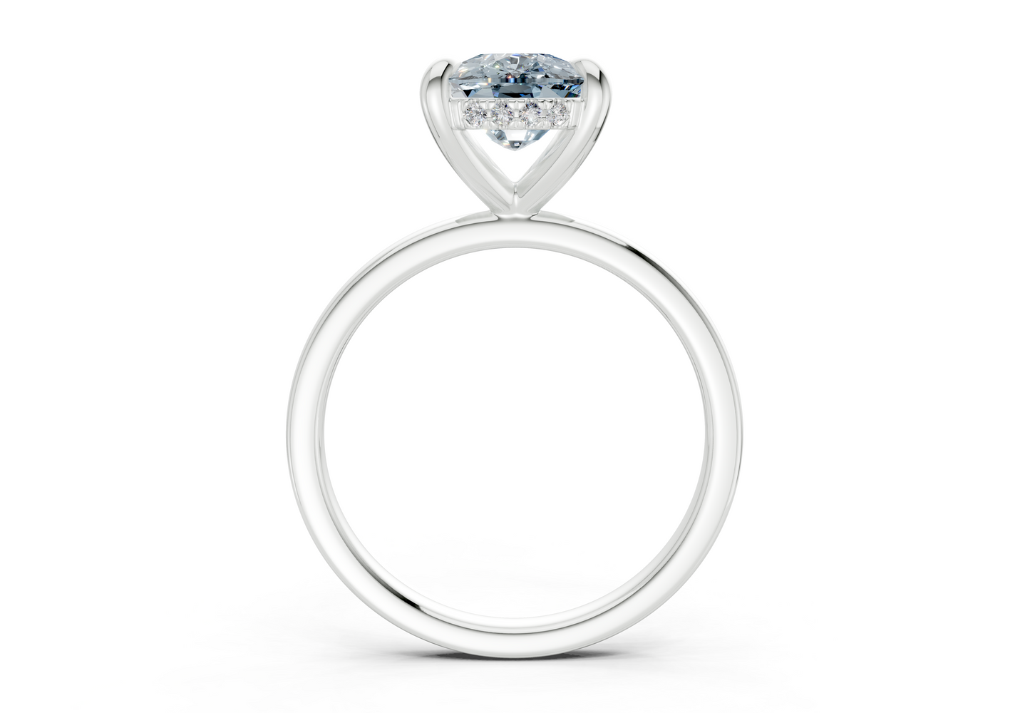 Solstice Blue Diamond Solitaire Elongated Cushion Cut 1.8mm Engagement Ring