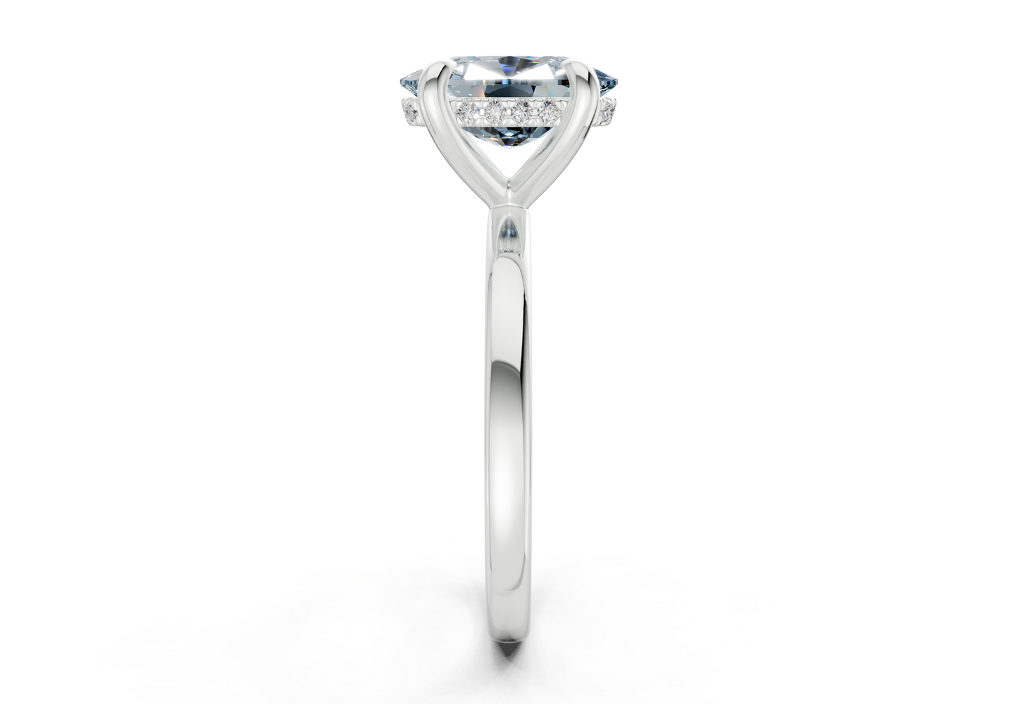 Solstice Blue Diamond Solitaire Elongated Cushion Cut 1.8mm Engagement Ring