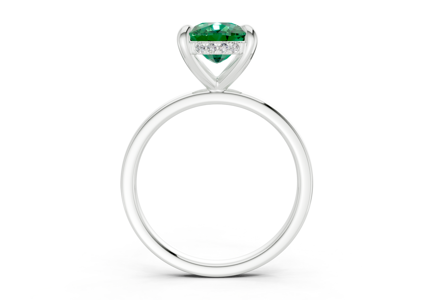 Solstice Emerald Gemstone Solitaire Elongated Cushion Cut 2.3mm Engagement Ring