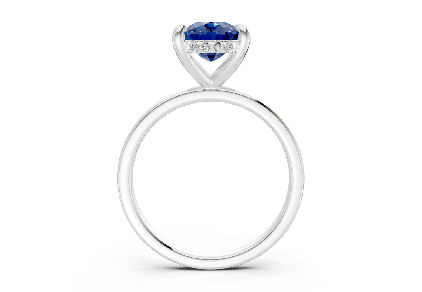Solstice Sapphire Gemstone Solitaire Elongated Cushion Cut 2mm Engagement Ring