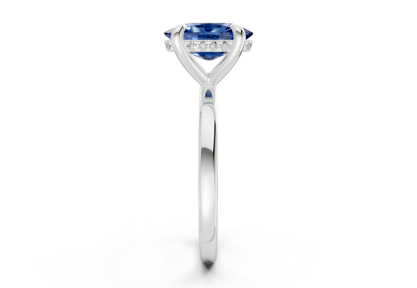 Solstice Sapphire Gemstone Solitaire Elongated Cushion Cut 2mm Engagement Ring