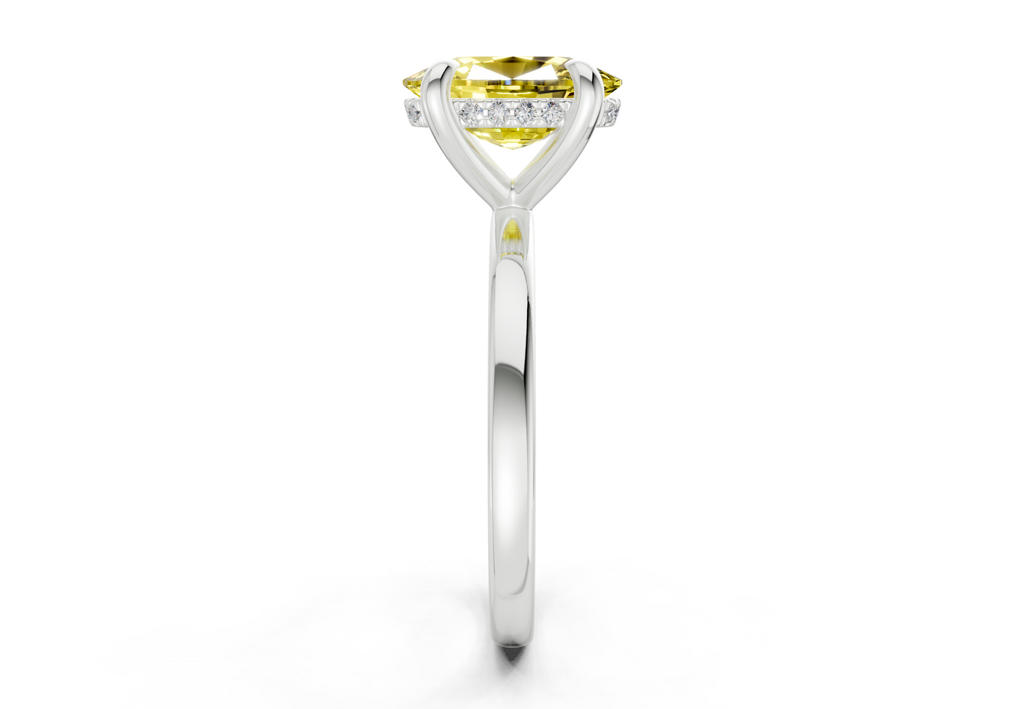 Solstice Yellow Diamond Solitaire Elongated Cushion Cut 2.3mm Engagement Ring