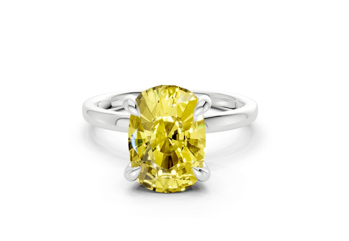 Solstice Yellow Diamond Solitaire Elongated Cushion Cut 2.3mm Engagement Ring