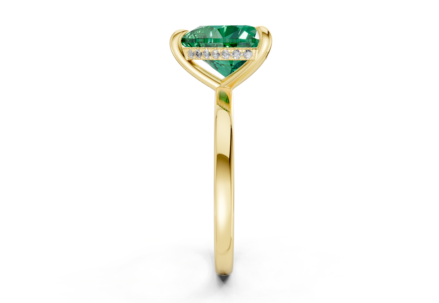 Solstice Emerald Gemstone Solitaire Heart Cut 2.3mm Engagement Ring