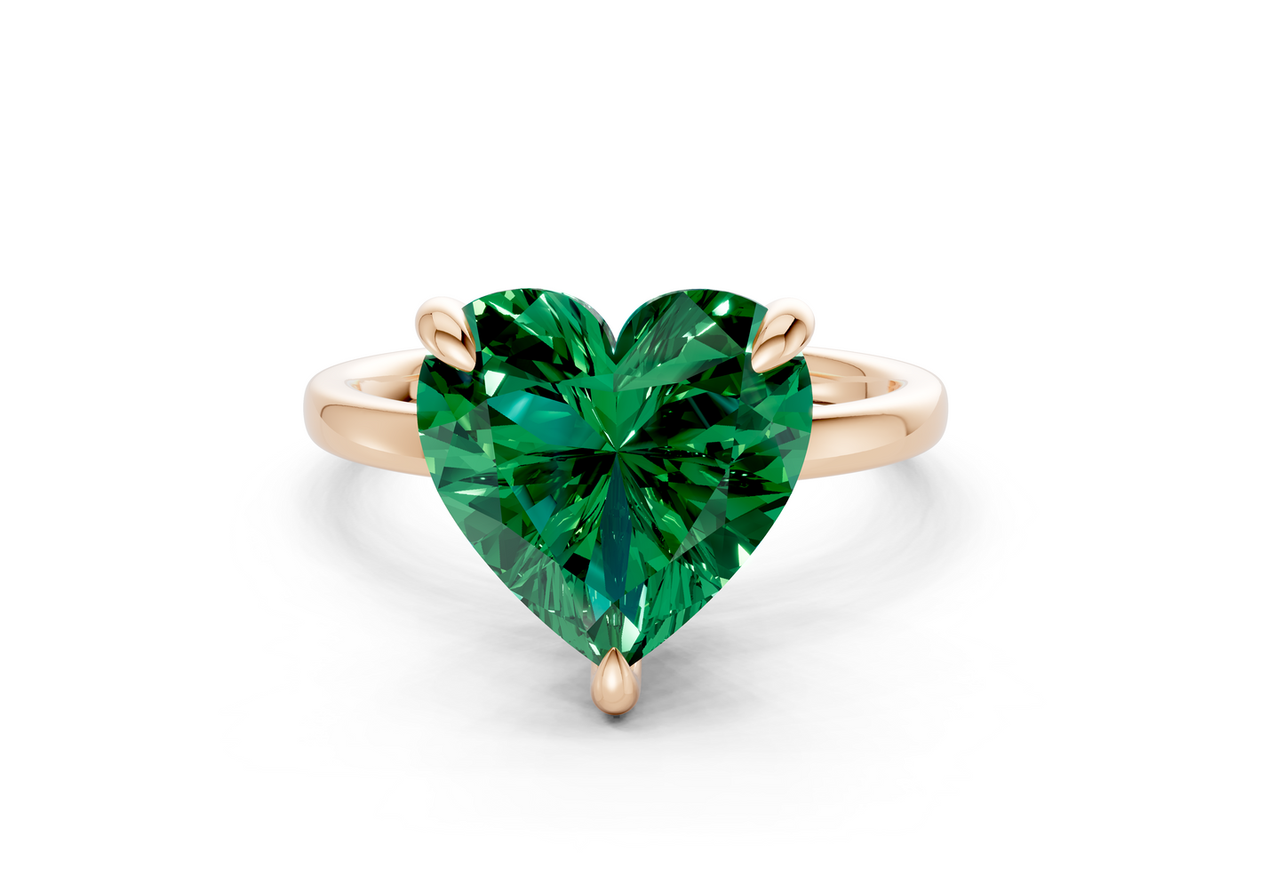 Solstice Emerald Gemstone Solitaire Heart Cut 2.3mm Engagement Ring