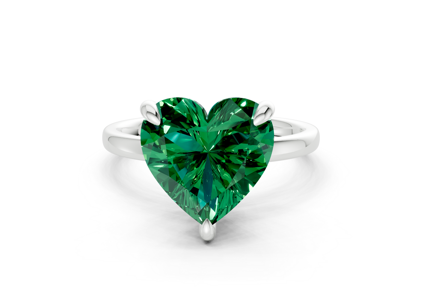 Solstice Emerald Gemstone Solitaire Heart Cut 2.3mm Engagement Ring