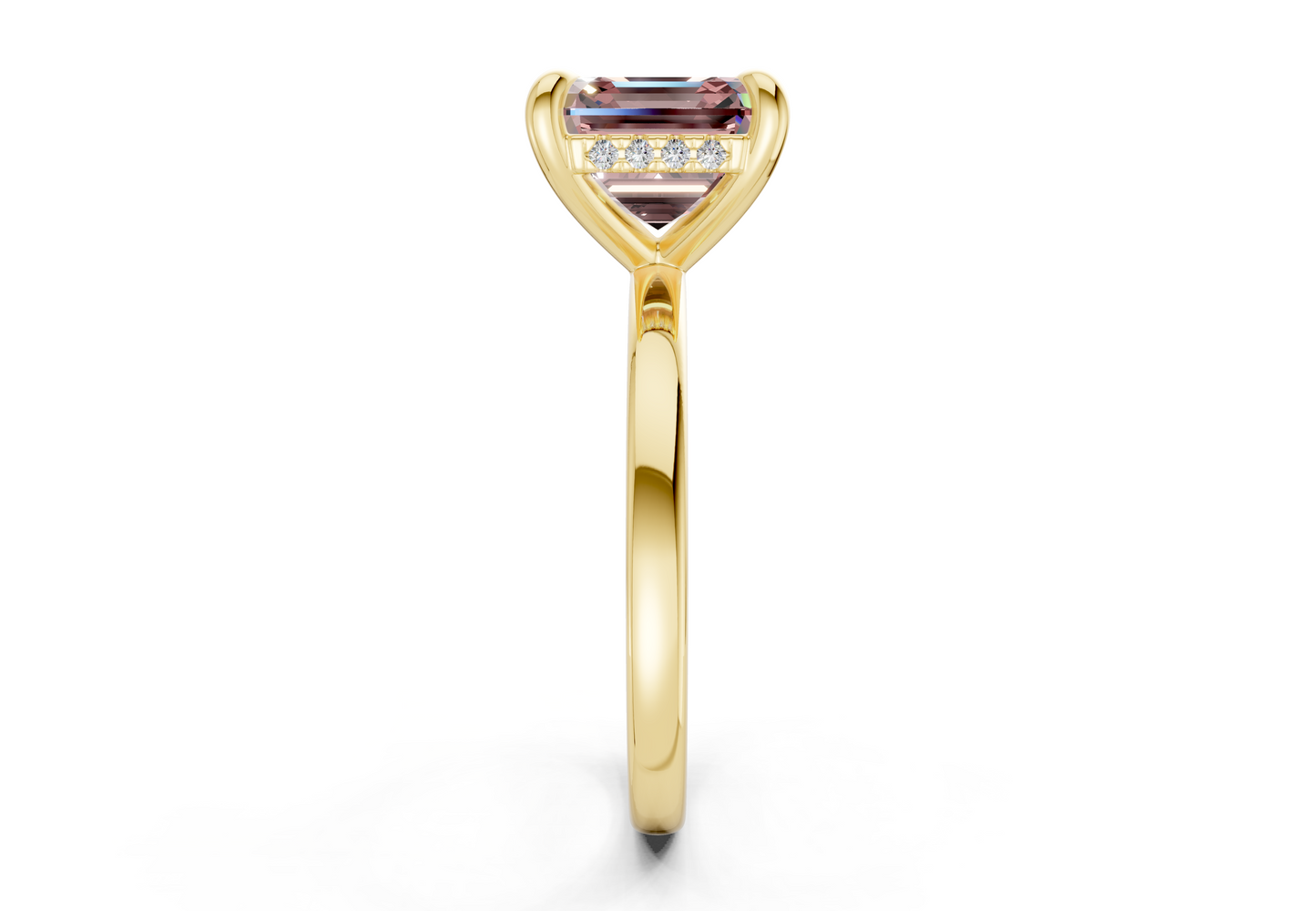 Solstice Pink Diamond Solitaire Asscher Cut 2.3mm Engagement Ring
