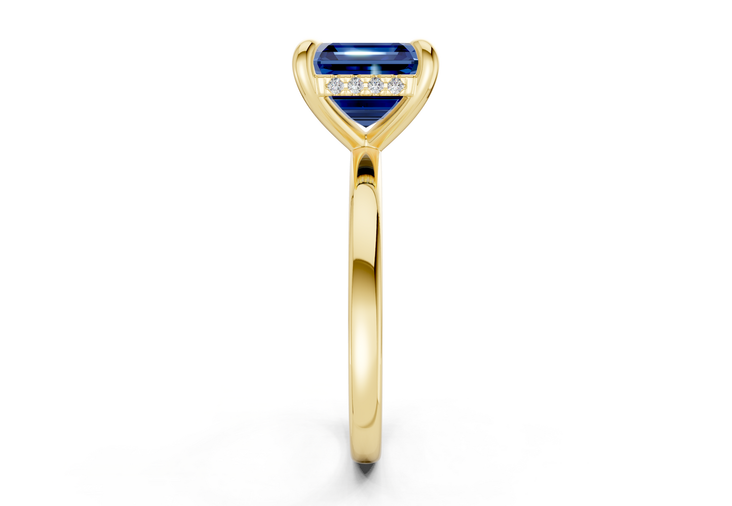 Solstice Sapphire Gemstone Solitaire Asscher Cut 2.3mm Engagement Ring