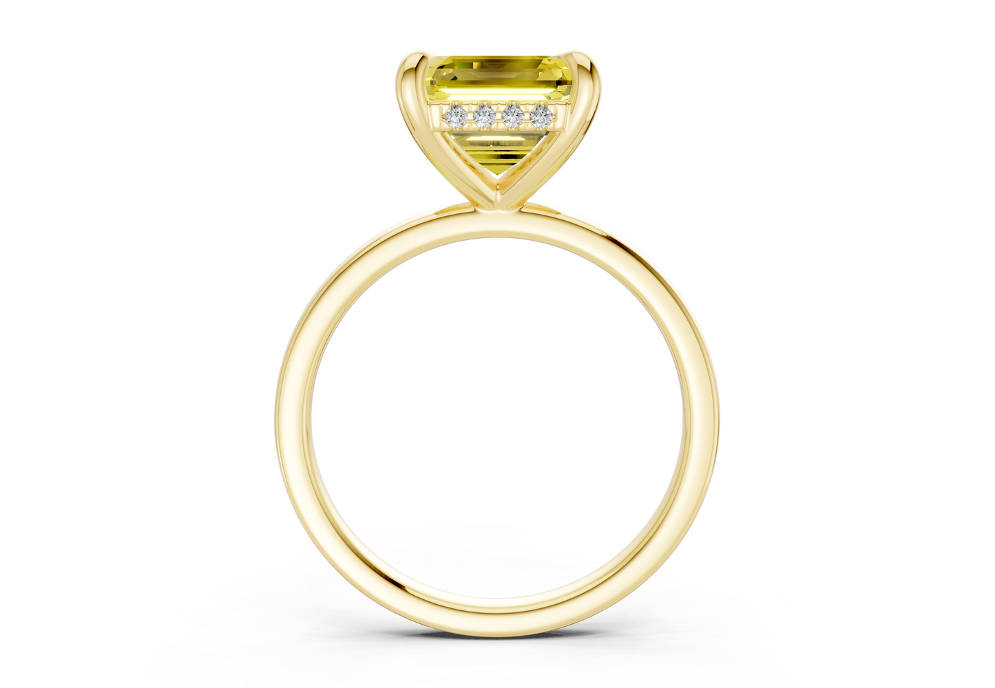 Solstice Yellow Diamond Solitaire Asscher Cut 2.3mm Engagement Ring