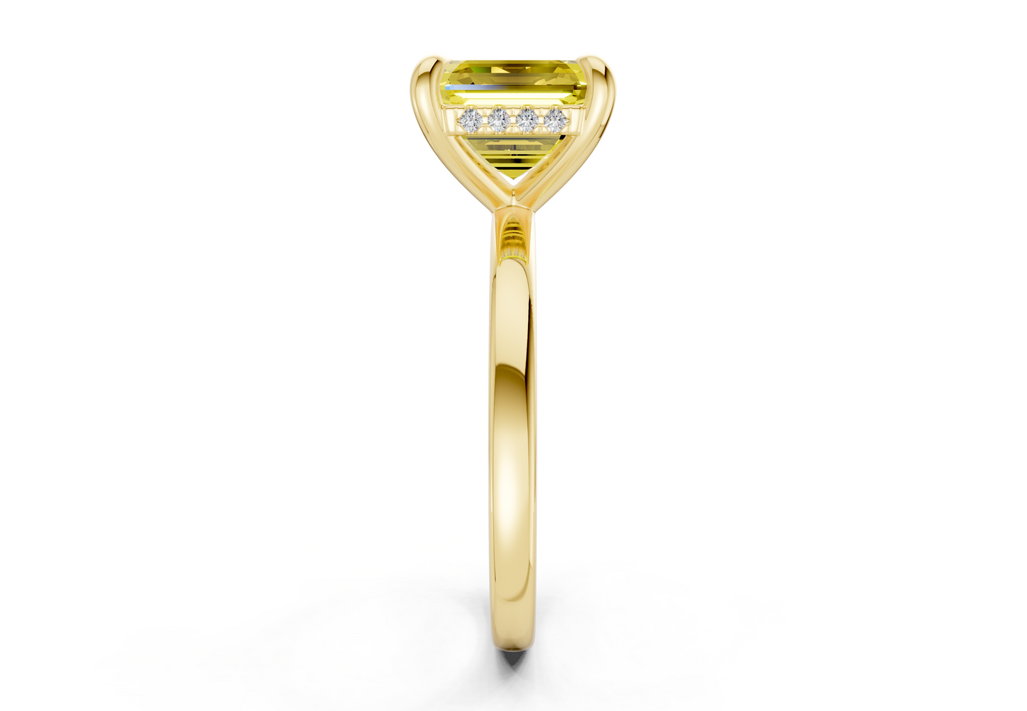 Solstice Yellow Diamond Solitaire Asscher Cut 2.3mm Engagement Ring