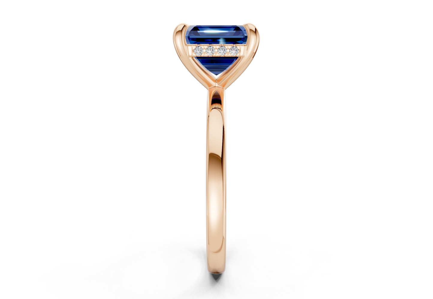 Solstice Sapphire Gemstone Solitaire Asscher Cut 2.3mm Engagement Ring