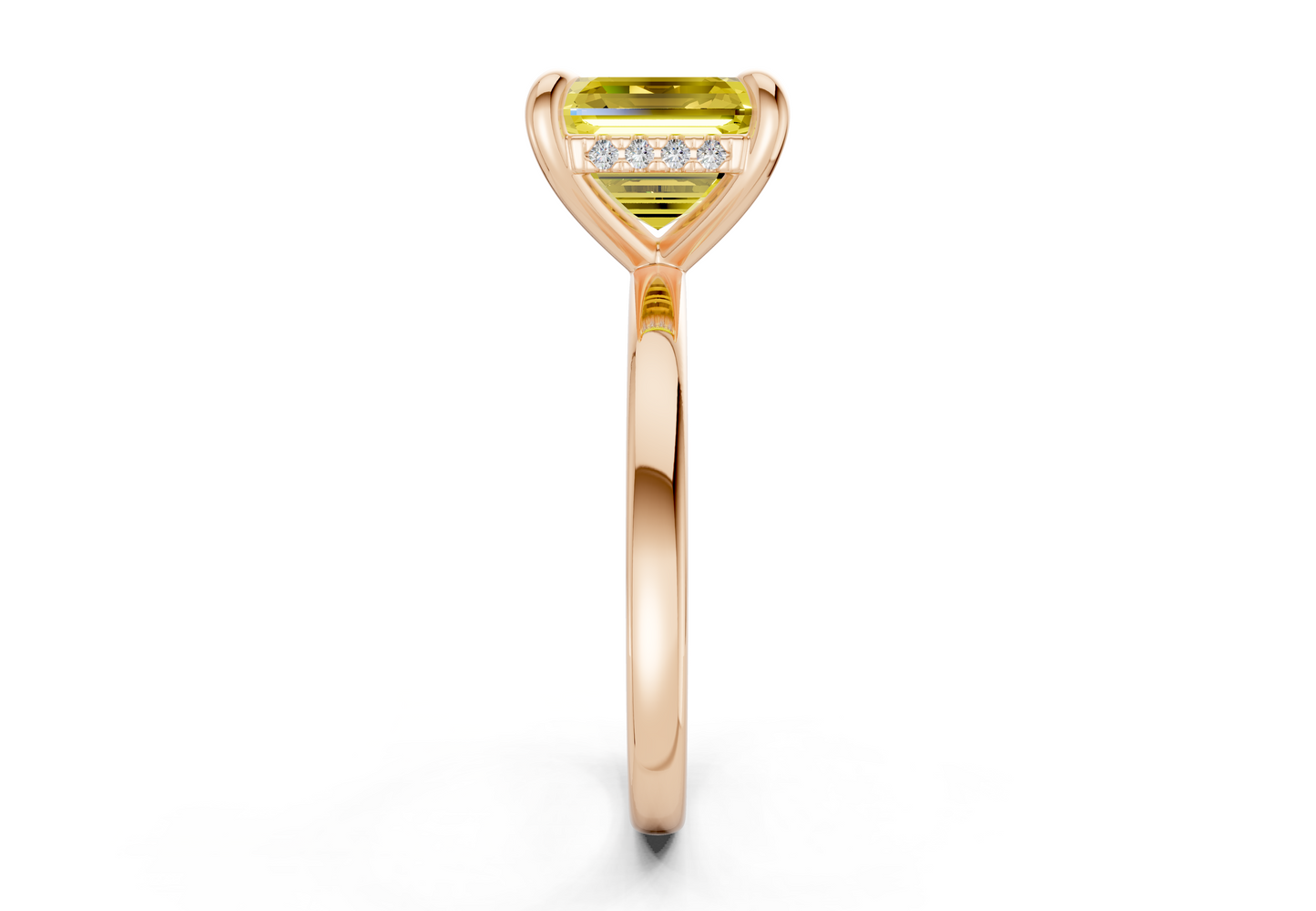 Solstice Yellow Diamond Solitaire Asscher Cut 2.3mm Engagement Ring