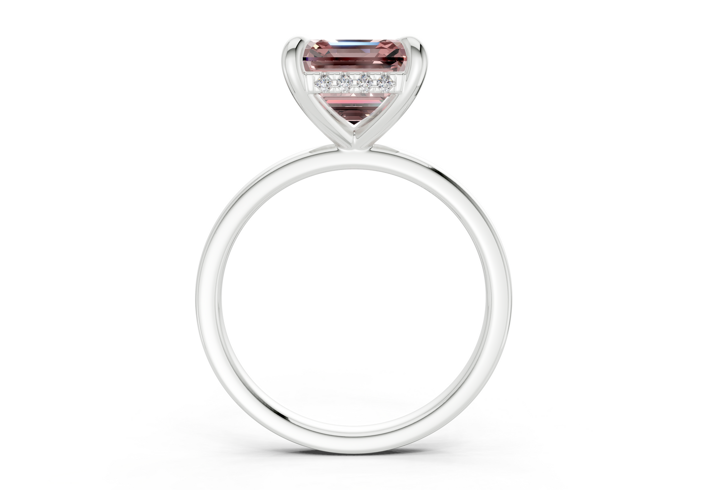 Solstice Pink Diamond Solitaire Asscher Cut 2.3mm Engagement Ring