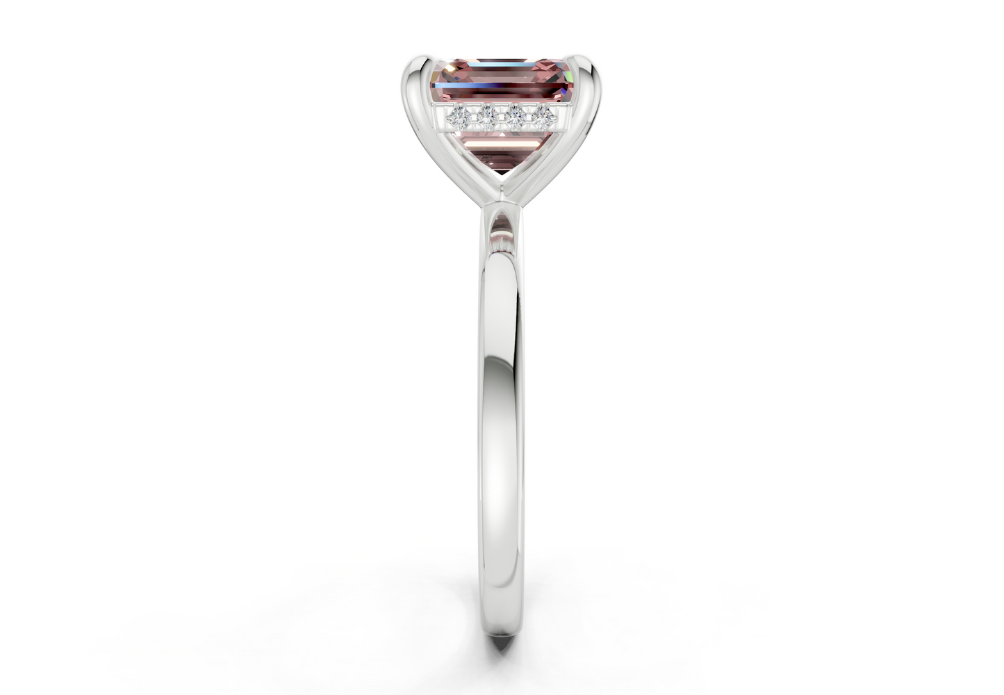 Solstice Pink Diamond Solitaire Asscher Cut 2.3mm Engagement Ring