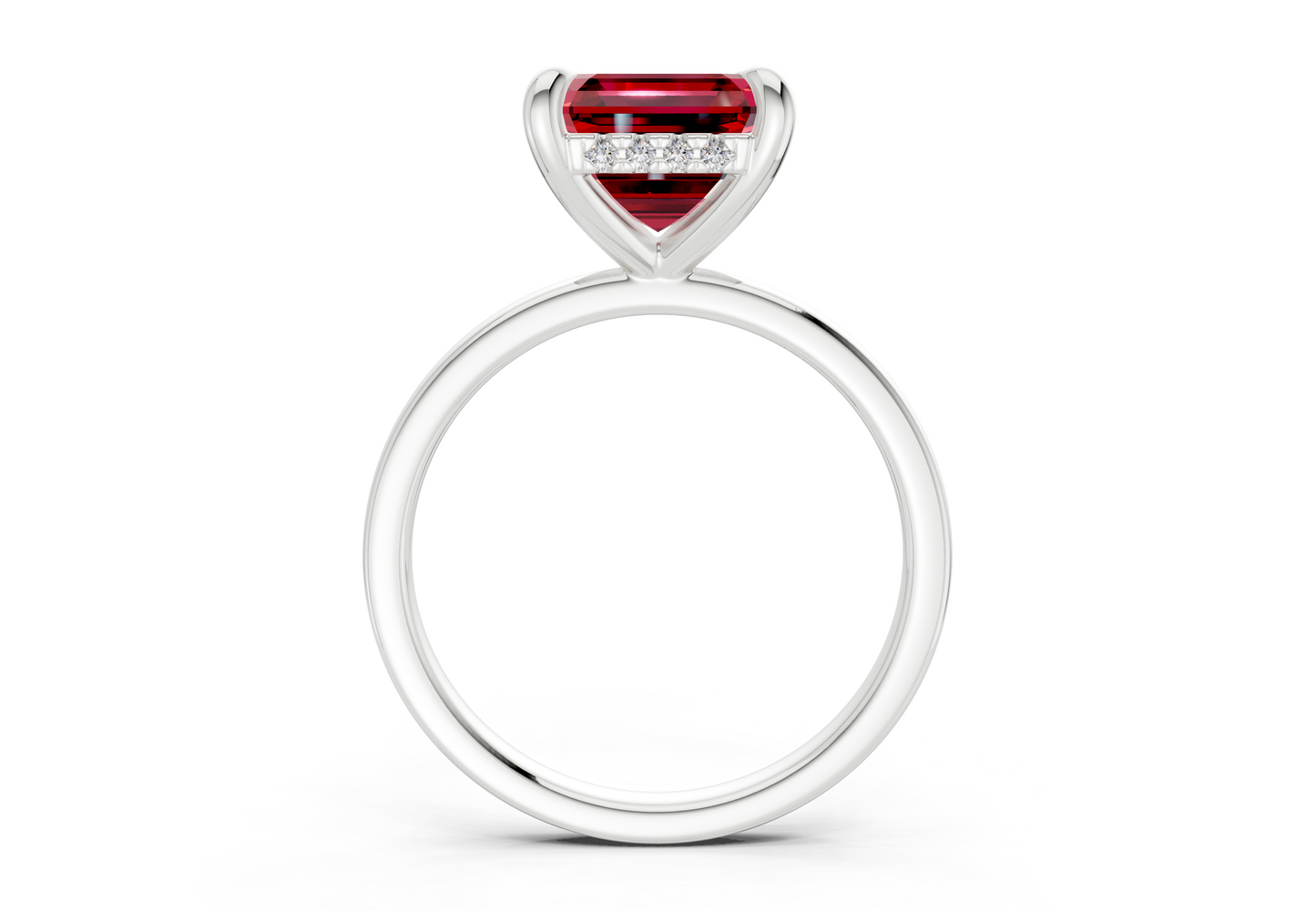 Solstice Ruby Gemstone Solitaire Asscher Cut 2.3mm Engagement Ring