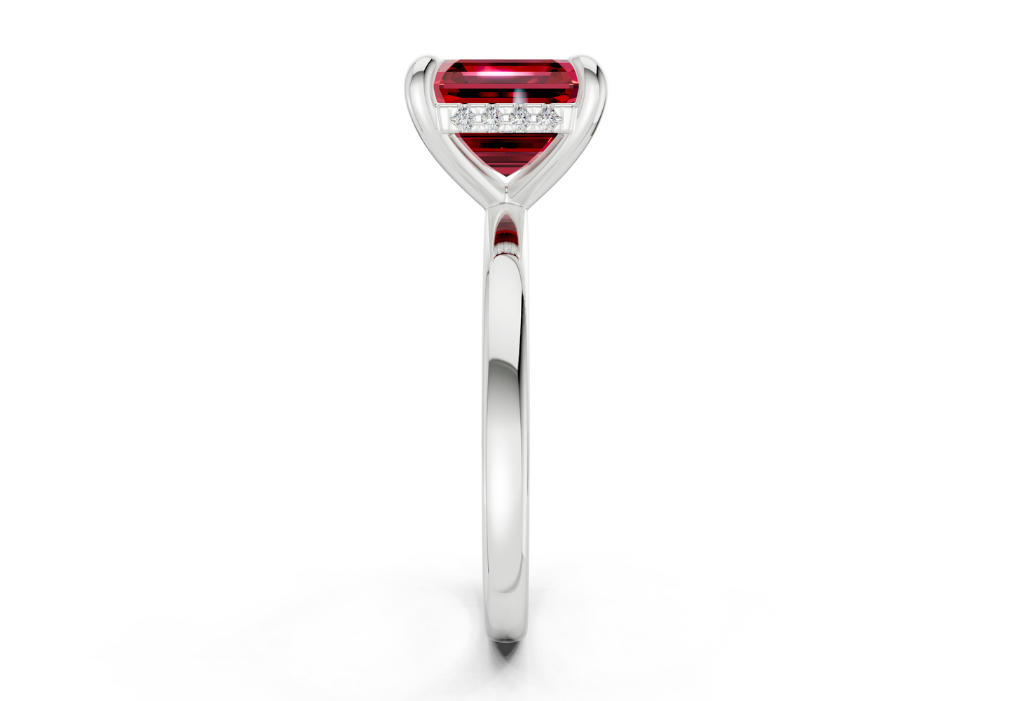 Solstice Ruby Gemstone Solitaire Asscher Cut 2.3mm Engagement Ring