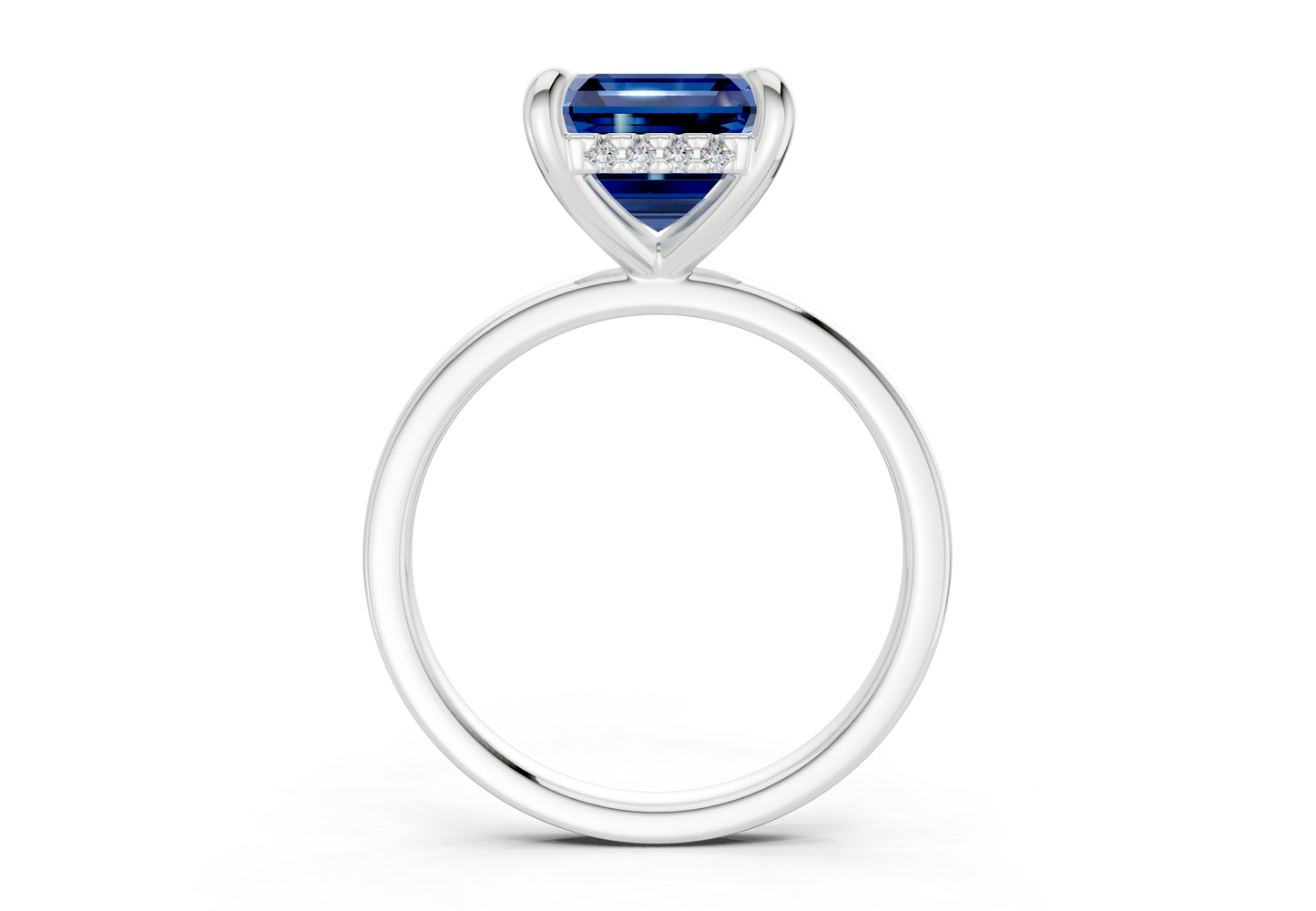 Solstice Sapphire Gemstone Solitaire Asscher Cut 2.3mm Engagement Ring