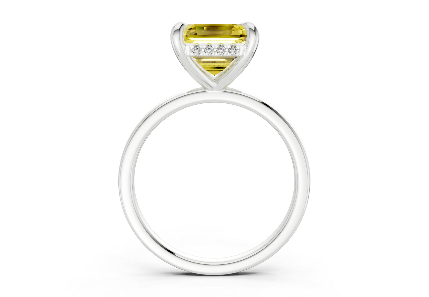 Solstice Yellow Diamond Solitaire Asscher Cut 2.3mm Engagement Ring
