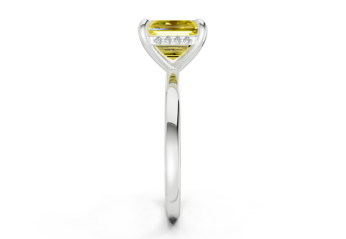 Solstice Yellow Diamond Solitaire Asscher Cut 2.3mm Engagement Ring