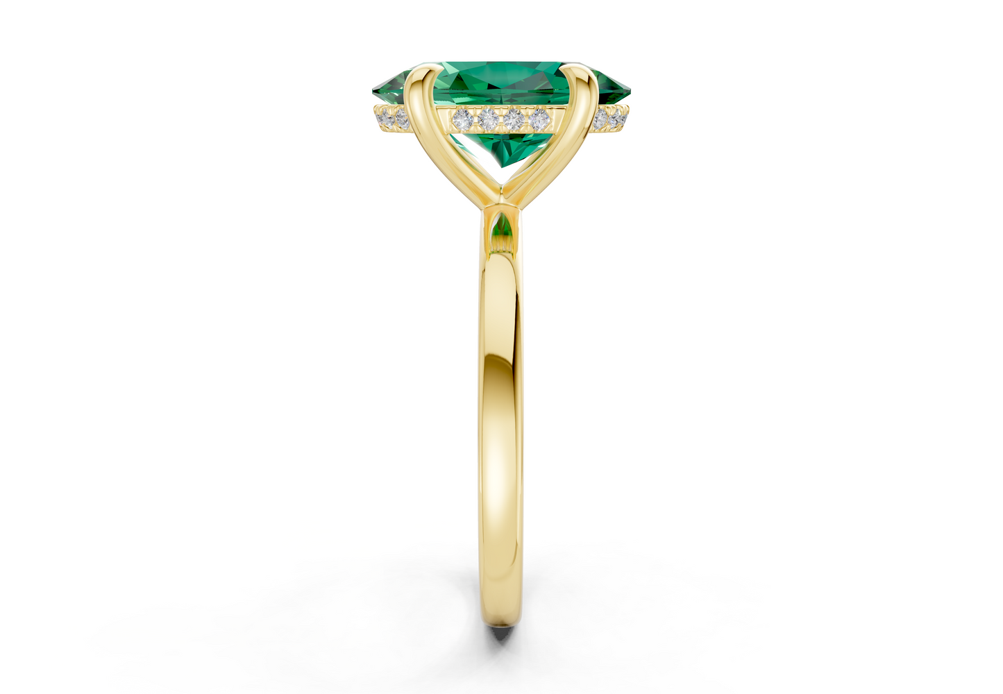 Solstice Emerald Gemstone Solitaire Oval Cut 2mm Engagement Ring