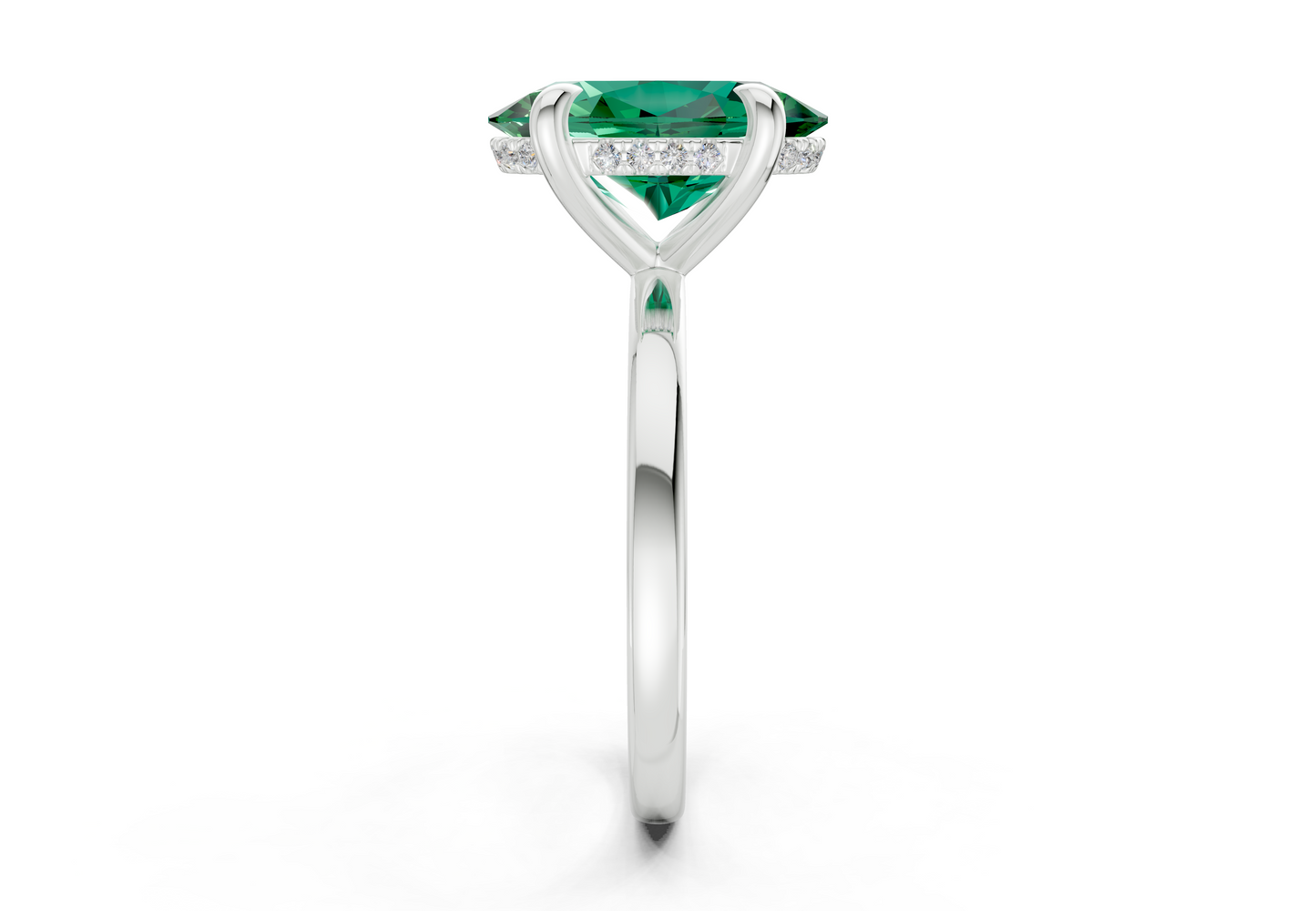 Solstice Emerald Gemstone Solitaire Oval Cut 2mm Engagement Ring