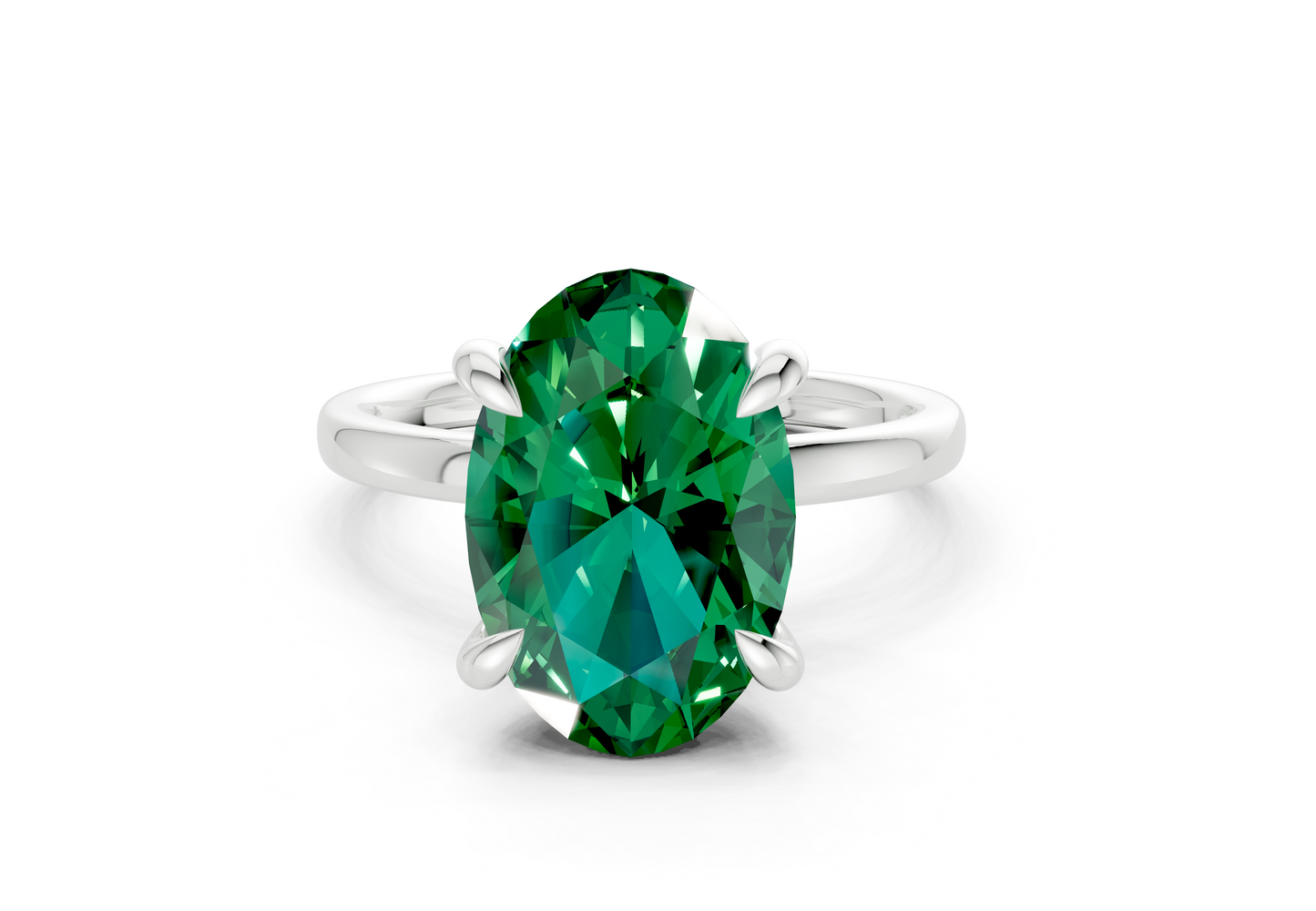 Solstice Emerald Gemstone Solitaire Oval Cut 2mm Engagement Ring