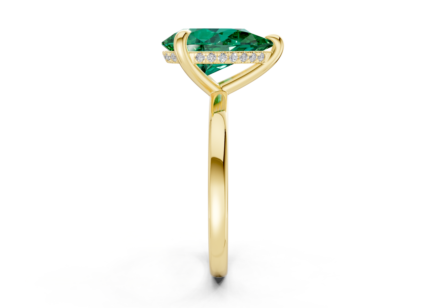 Solstice Emerald Gemstone Solitaire Pear Cut 2mm Engagement Ring