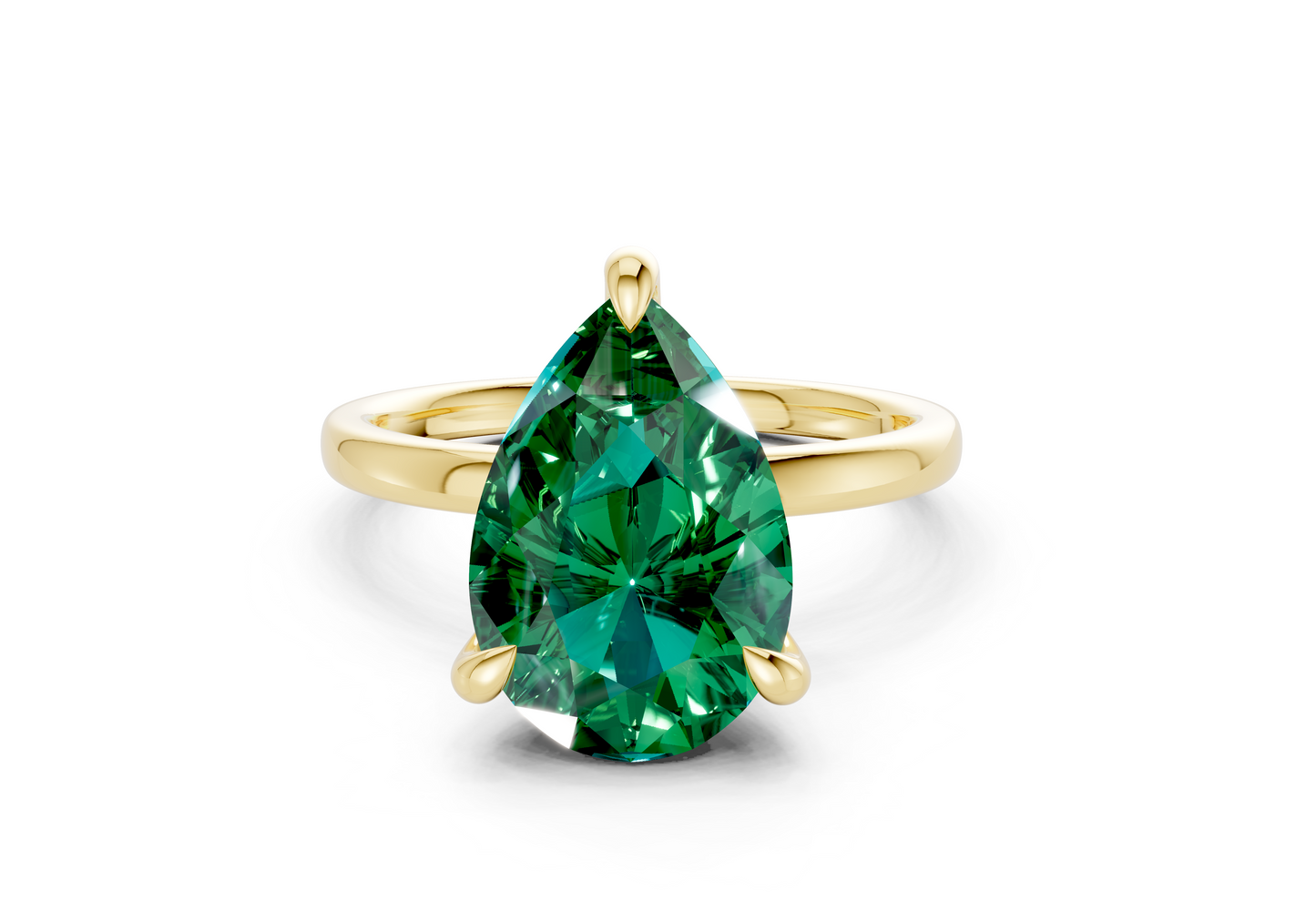 Solstice Emerald Gemstone Solitaire Pear Cut 2mm Engagement Ring