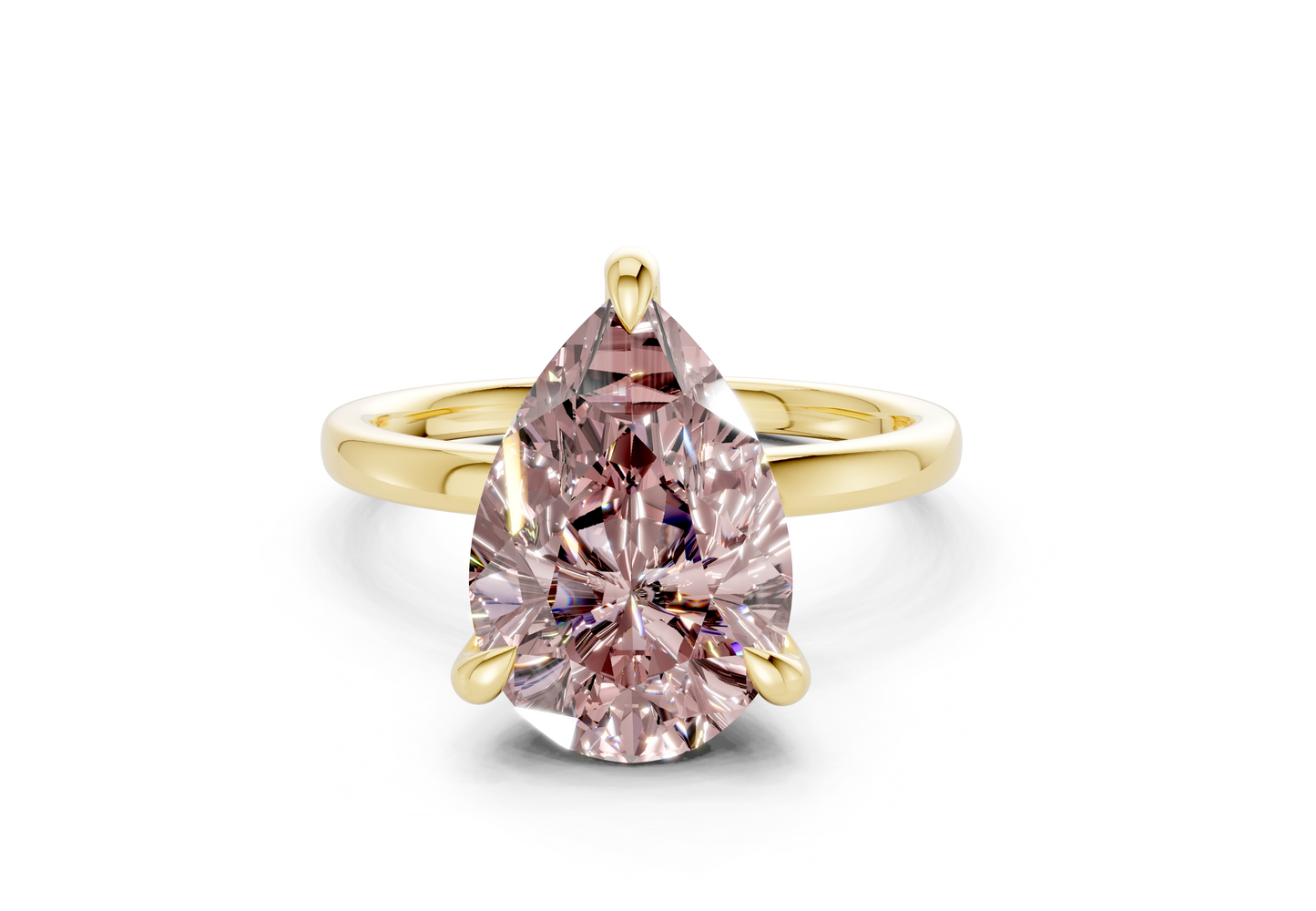 Solstice Pink Diamond Solitaire Pear Cut 2mm Engagement Ring