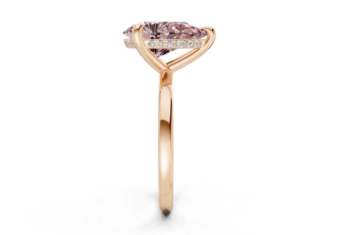 Solstice Pink Diamond Solitaire Pear Cut 2mm Engagement Ring